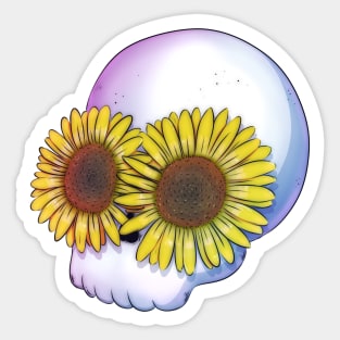 Skull with sunflowers Sticker